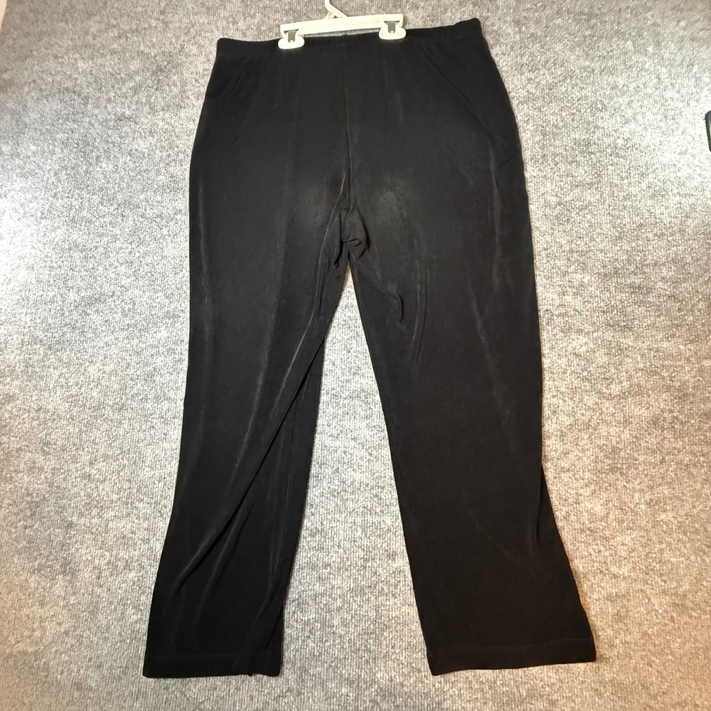 Chicos Travelers Black Pull On Straight Leg Pants Size 3 Short Acetate Blend - Picture 2 of 8